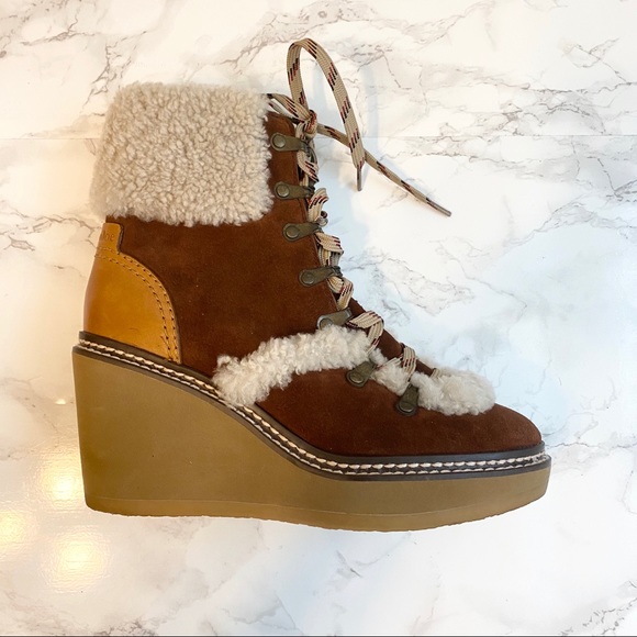 See by Chloé Martinica Shearling Wedge Boot 5.5 - Picture 8 of 15